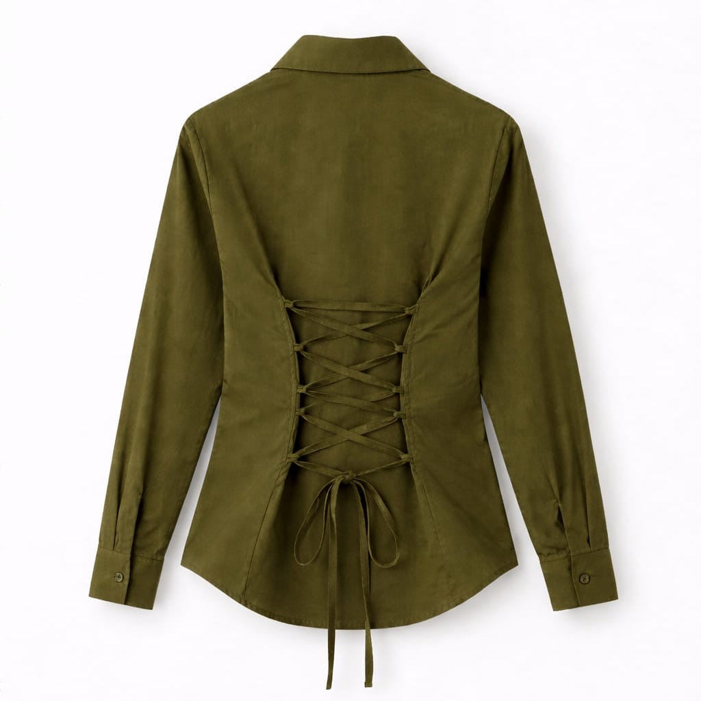 Olive Green Fitted Button Down Shirt