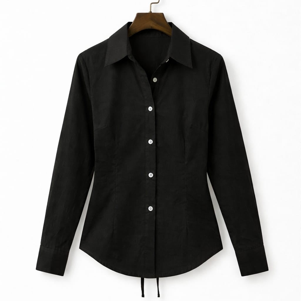 Black Fitted Button Down Shirt