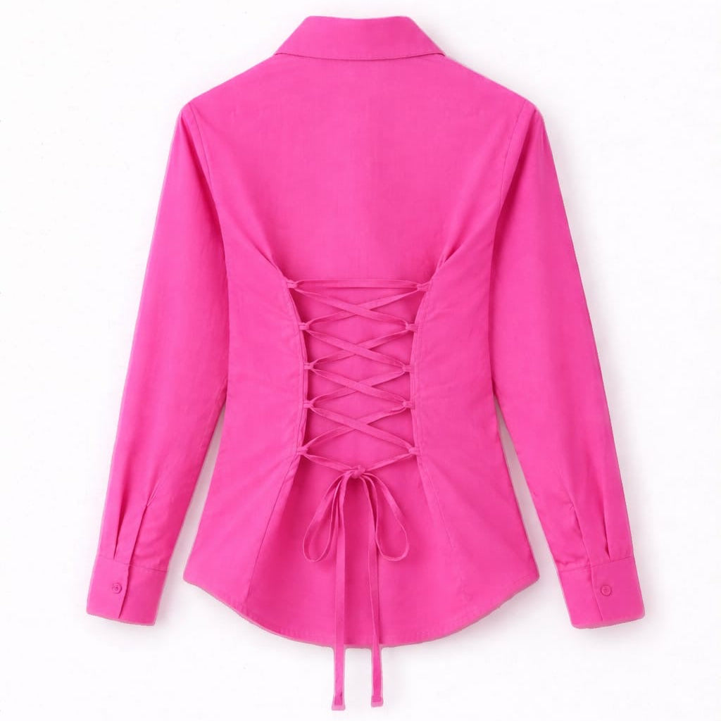 Hot Pink Fitted Button Down Shirt