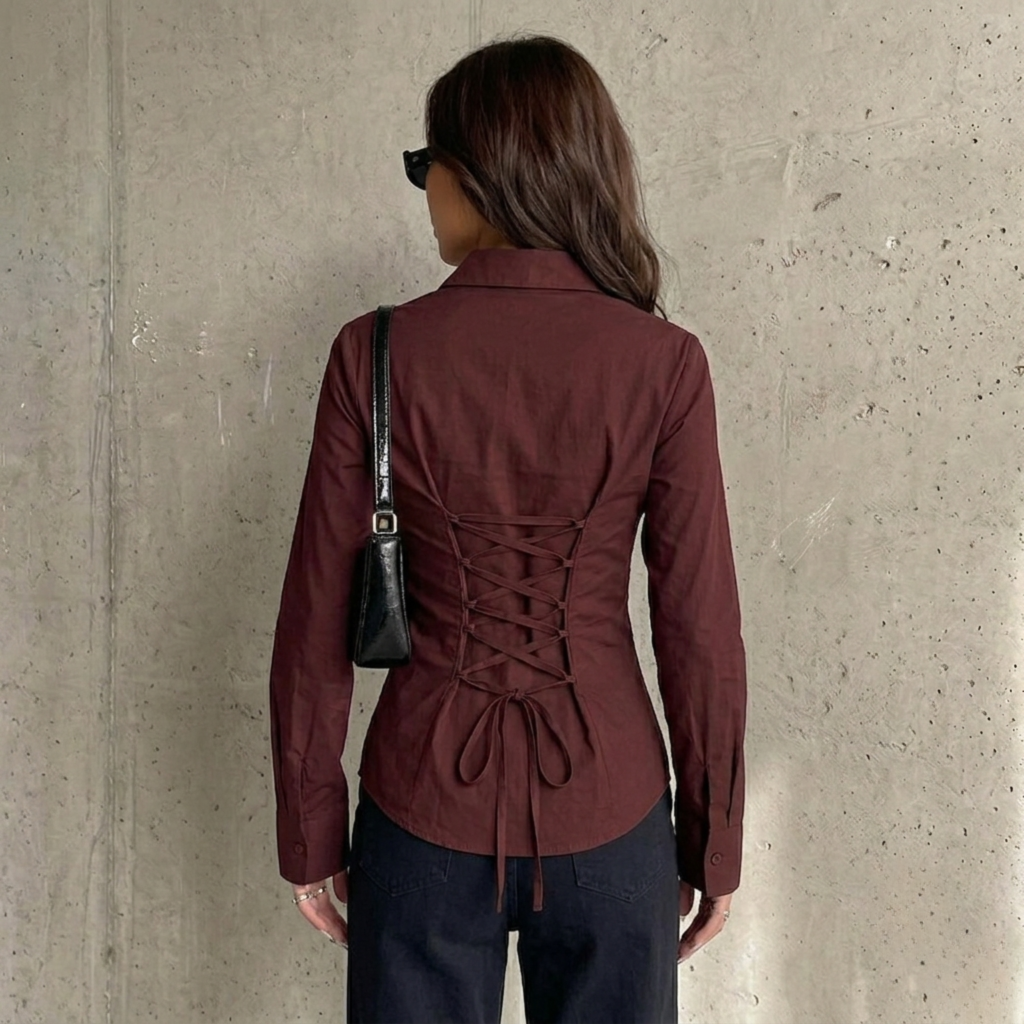Maroon Fitted Button Down Shirt