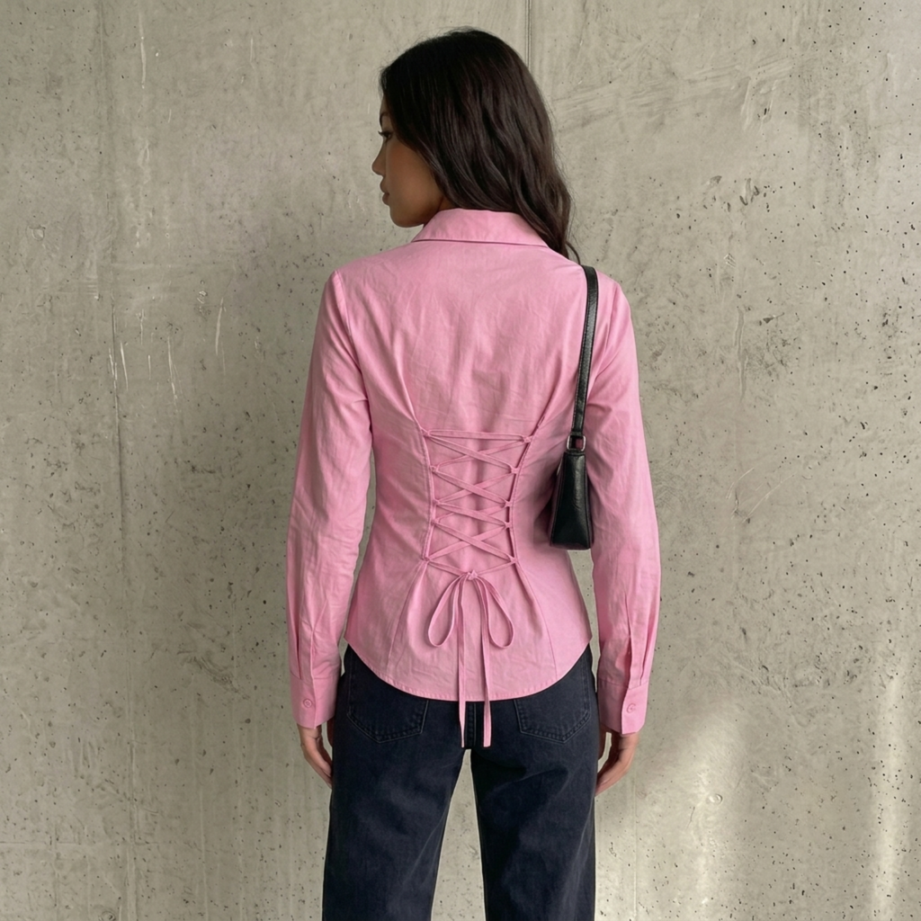 Baby Pink Fitted Button Down Shirt