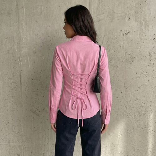 Baby Pink Fitted Button Down Shirt