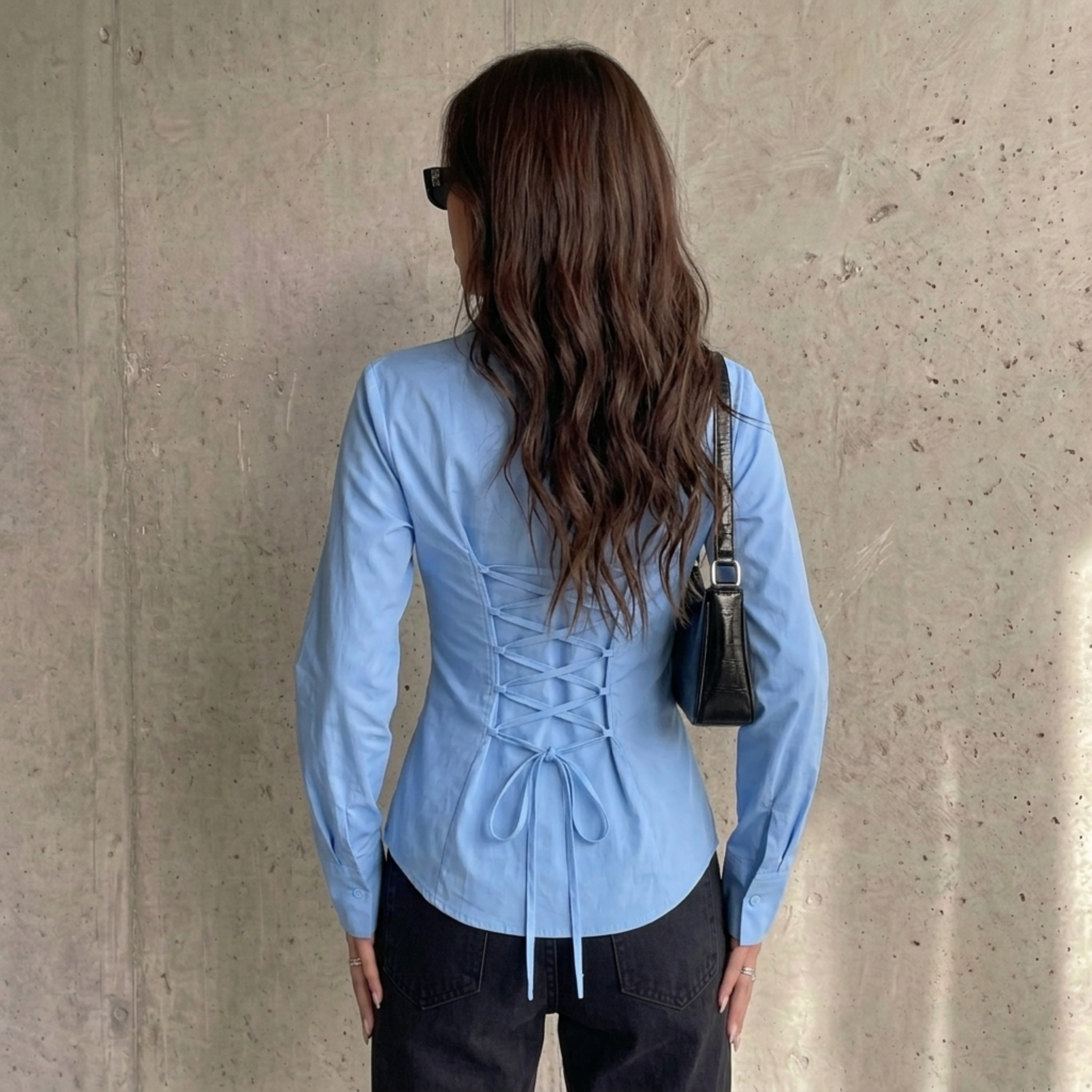 Sky Blue Fitted Button Down Shirt