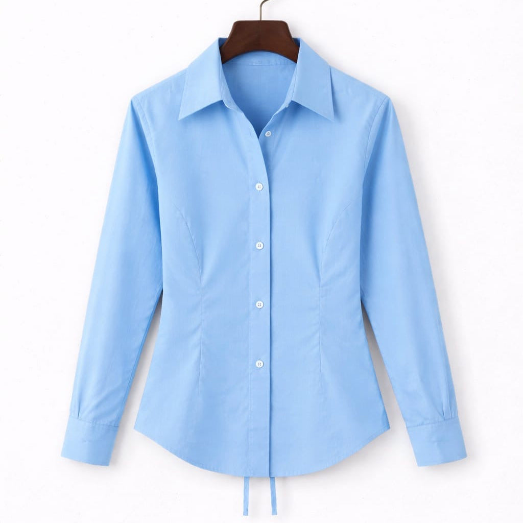 Sky Blue Fitted Button Down Shirt