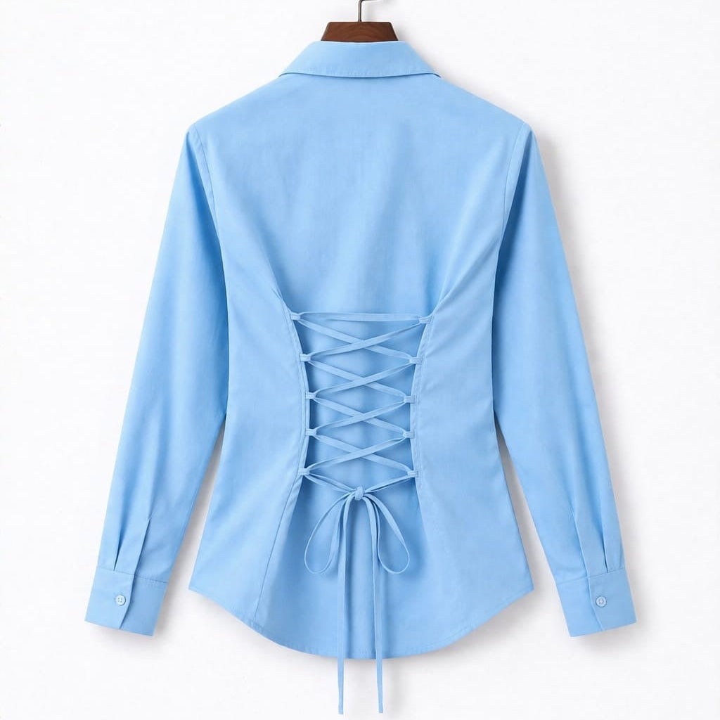 Sky Blue Fitted Button Down Shirt