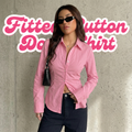 Baby Pink Fitted Button Down Shirt