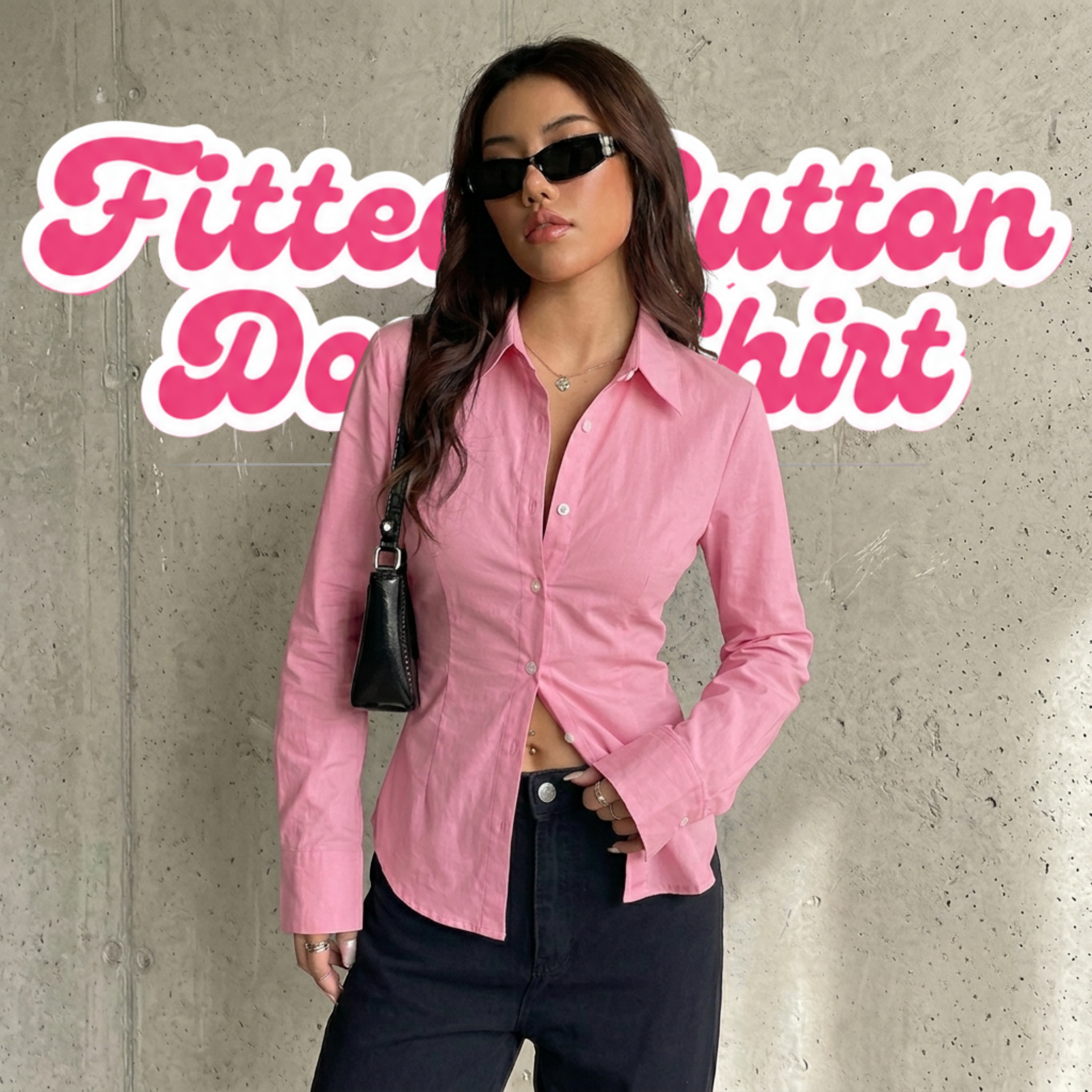 Baby Pink Fitted Button Down Shirt