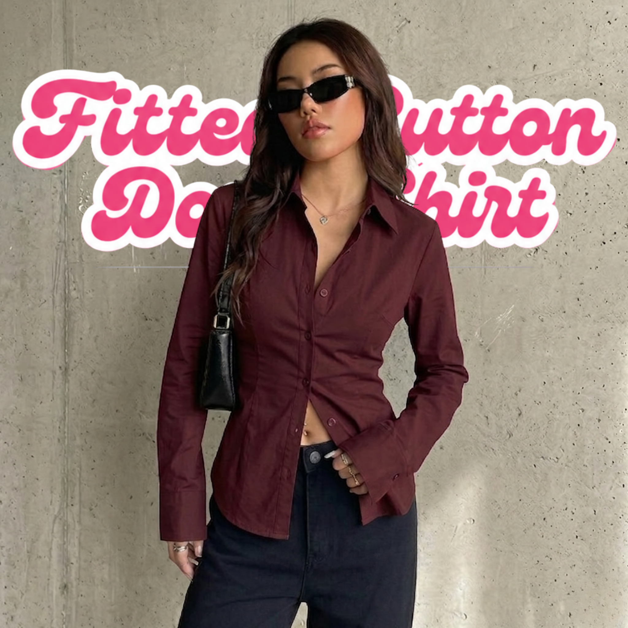 Maroon Fitted Button Down Shirt