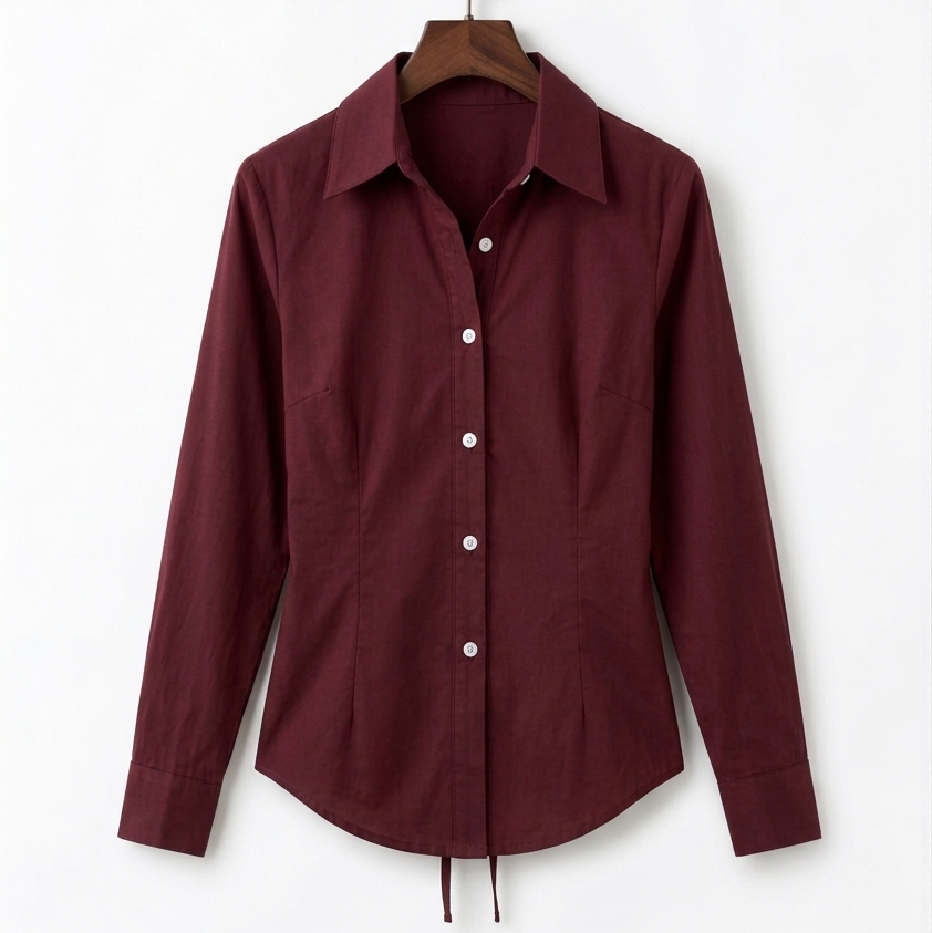 Maroon Fitted Button Down Shirt