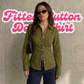 Olive Green Fitted Button Down Shirt