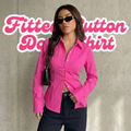 Hot Pink Fitted Button Down Shirt