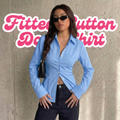 Sky Blue Fitted Button Down Shirt
