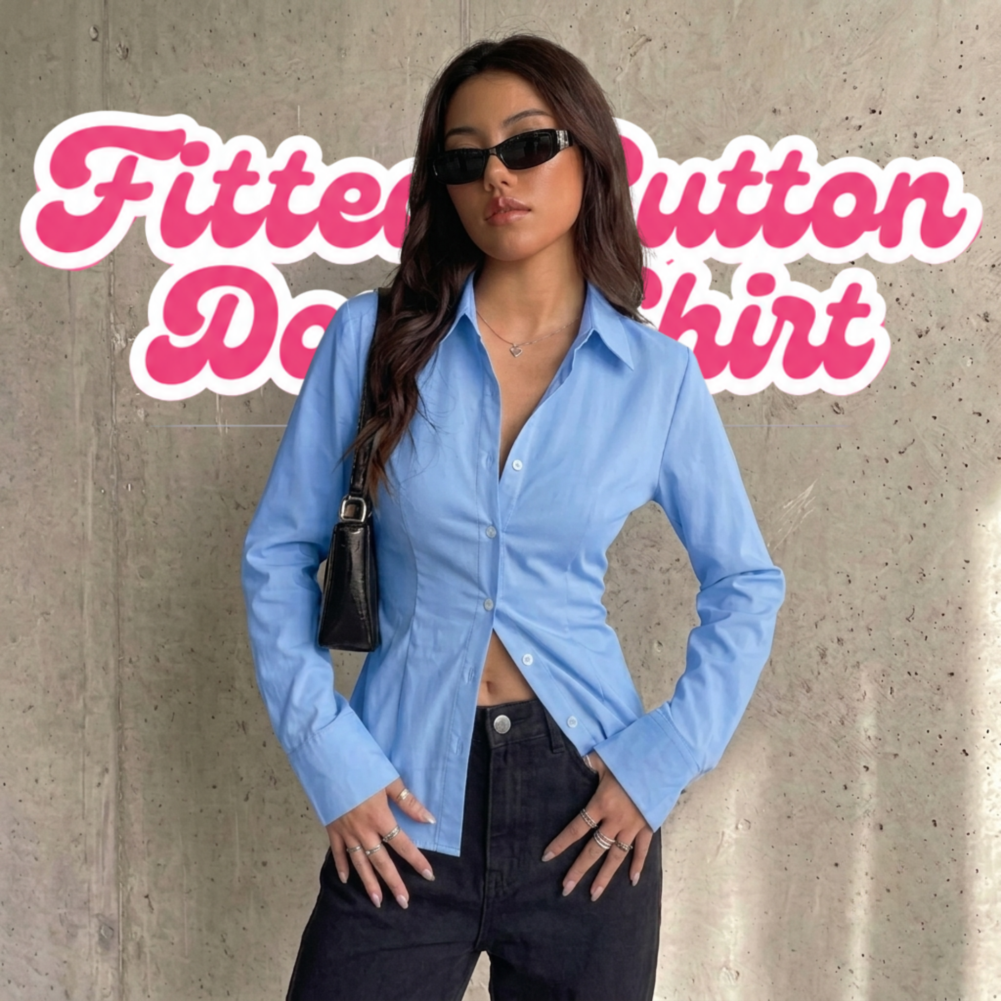 Sky Blue Fitted Button Down Shirt