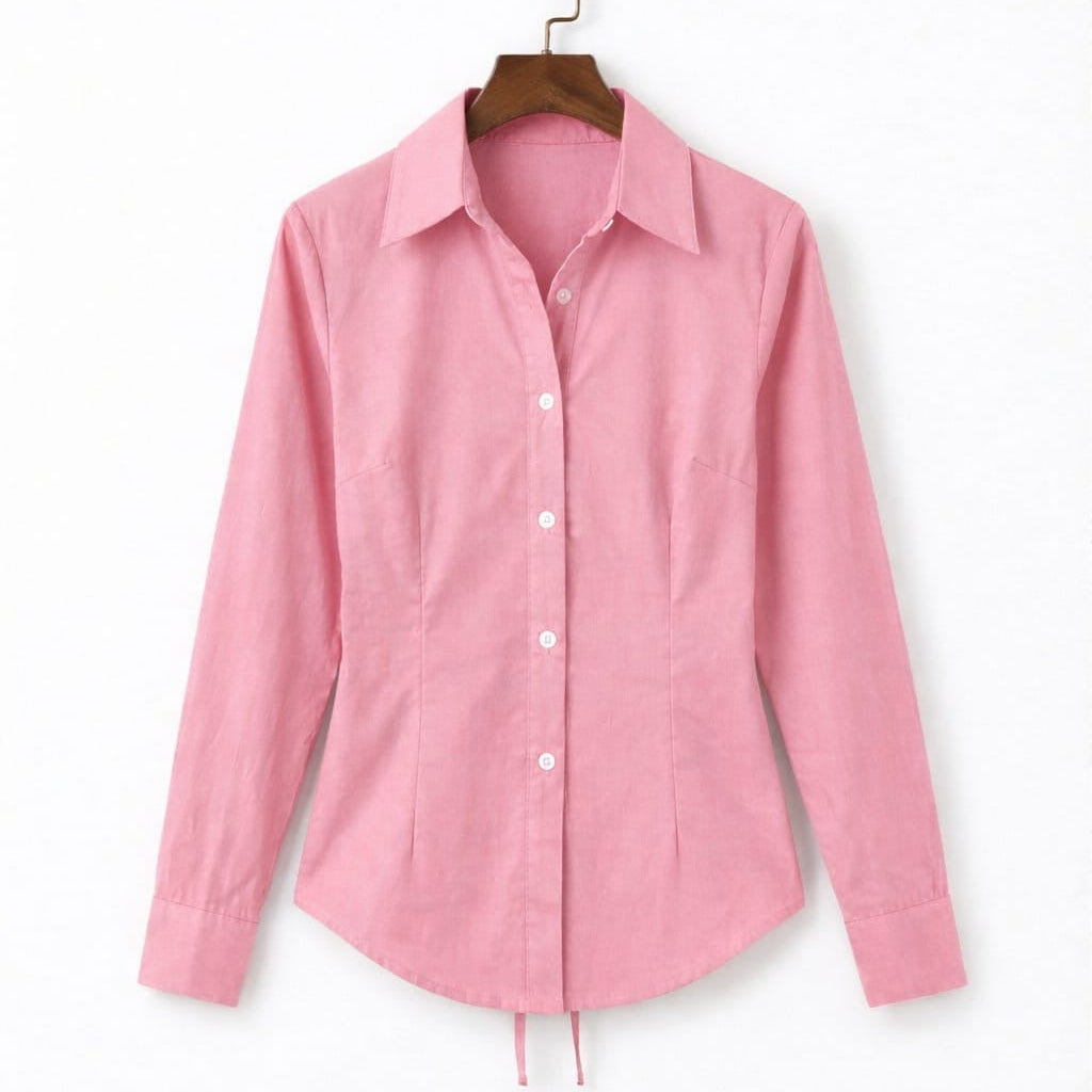 Baby Pink Fitted Button Down Shirt