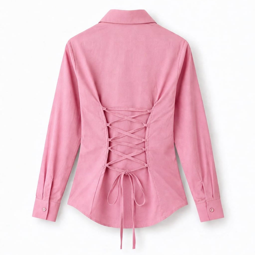 Baby Pink Fitted Button Down Shirt